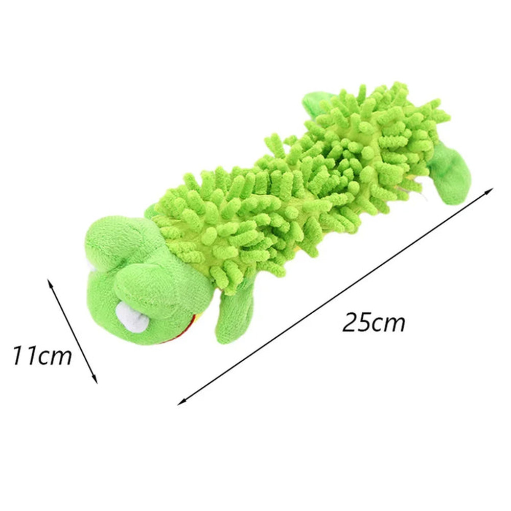 Anywags Pet Toys Green Plush Squeaky Frog Soft Play Gear 0