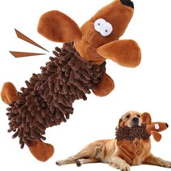 anywags pet toys brown plush squeaky dog soft play gear