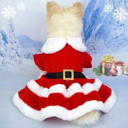 anywags pet clothes christmas princess dress with fluffy skirt and belt