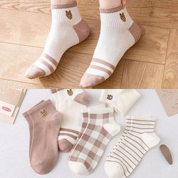 anysox 5 pairs size 5-9 fashion socks four seasons ankle socks