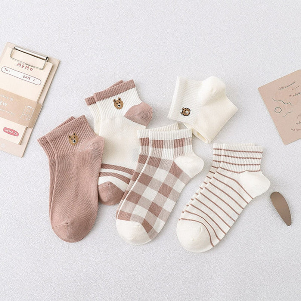 Anysox 5 Pairs Size 59 Fashion Socks Four Seasons Ankle Socks 6