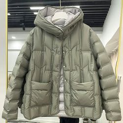 anychic puffer jacket green womens single breasted stand collar down hooded winter coat