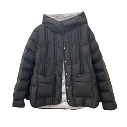 anychic puffer jacket black womens single breasted stand collar hooded winter coat