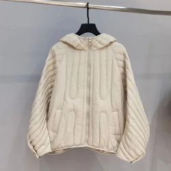 anychic puffer jacket beige womens oversize winter hooded coat