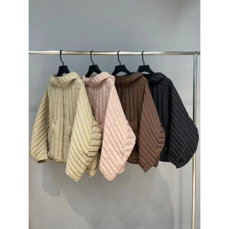 Anychic Puffer Jacket Beige Womens Oversize Winter Hooded Coat 4