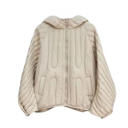 anychic puffer jacket beige womens oversize winter hooded coat