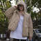 Anychic Puffer Jacket Beige Womens Oversize Winter Hooded Coat 1