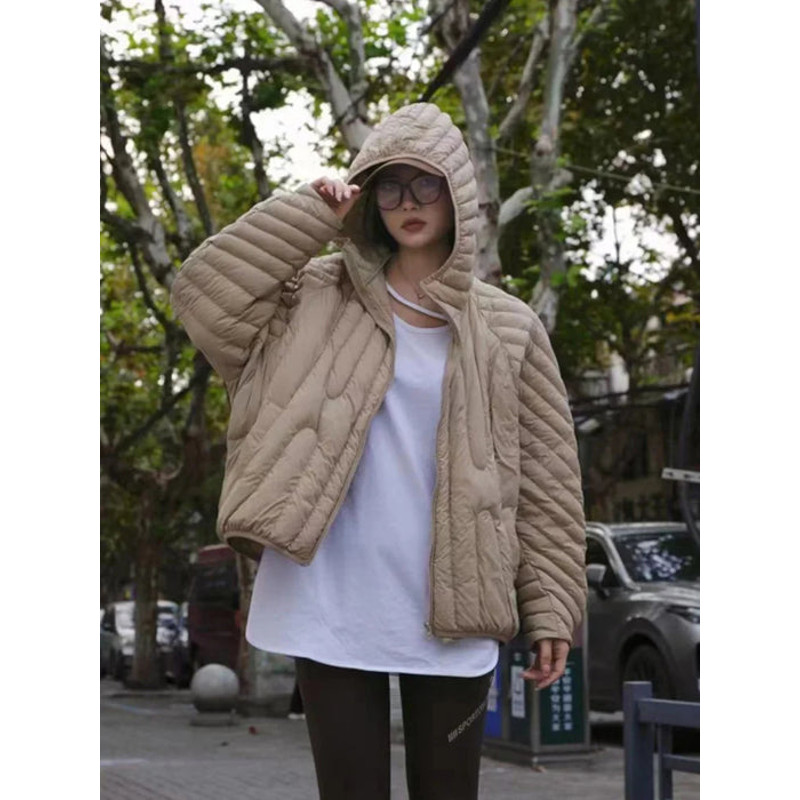 Anychic Puffer Jacket Beige Womens Oversize Winter Hooded Coat 1