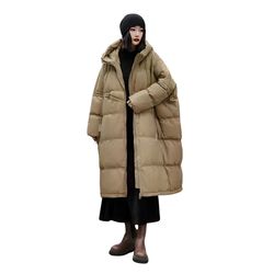 anychic puffer jacket khaki womens oversize hooded long winter coat