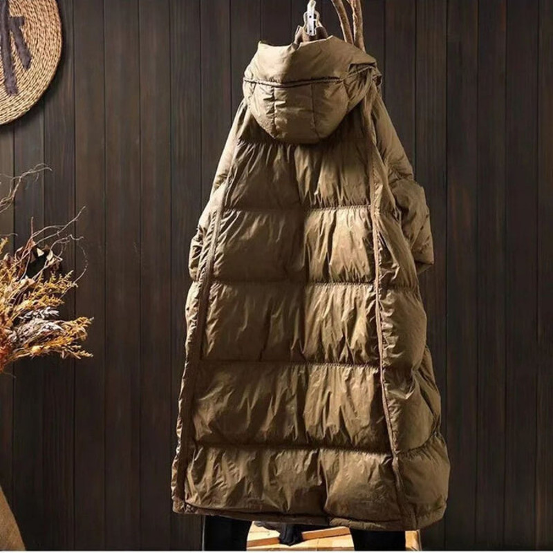 Anychic Puffer Jacket Khaki Womens Oversize Hooded Long Winter Coat 3