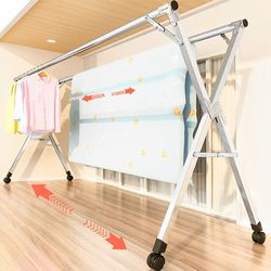 soga 2.0m portable standing clothes drying rack foldable space-saving laundry holder with wheels