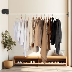 soga 160mm wall-mounted clothes line dry rack black