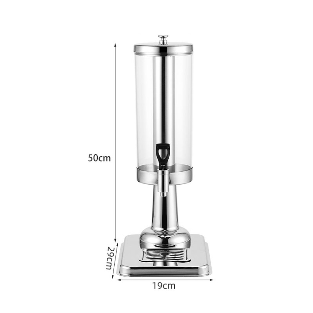 SOGA Single 3L Silver Stainless Steel Beverage Dispenser Ice Cylinder Clear Juicer Hot Cold Water Ju