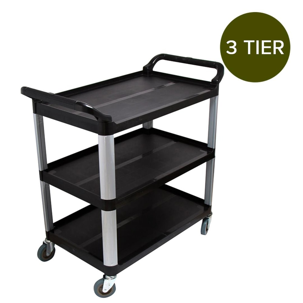 SOGA 3 Tier Food 835x43x95cm Trolley Food Waste Cart Storage Mechanic Kitchen Black Small 6