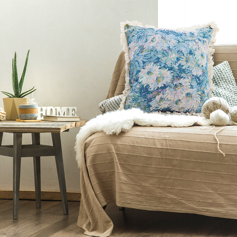 SOGA 50cm Oil Painting Shabby Chic Style Handmade Full Floral Needlepoint Throw Pillow 4