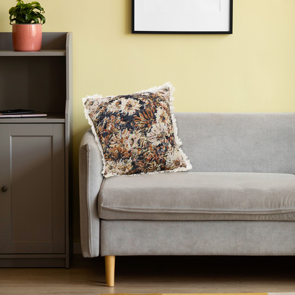 SOGA 50cm Vintage Oil Painting Color Raised Embroidery Empress Flower Throw Pillow 4