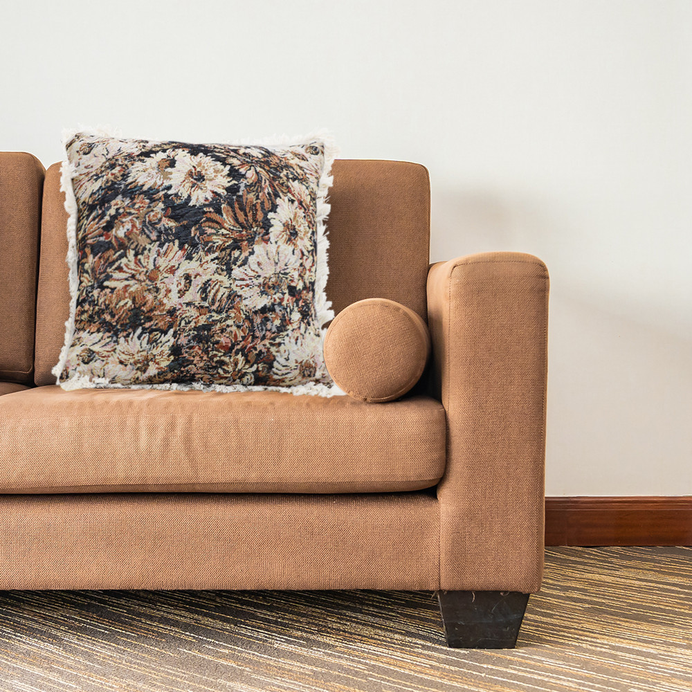 SOGA 50cm Vintage Oil Painting Color Raised Embroidery Empress Flower Throw Pillow 5