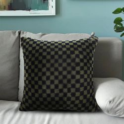 soga 45cm urban light luxury pillow dark night green checkered square throw pillow