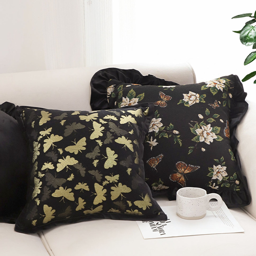 SOGA 45cm Vintage Butterfly With Covers Case Decorative Decor Monarch Floral Throw Pillow 5