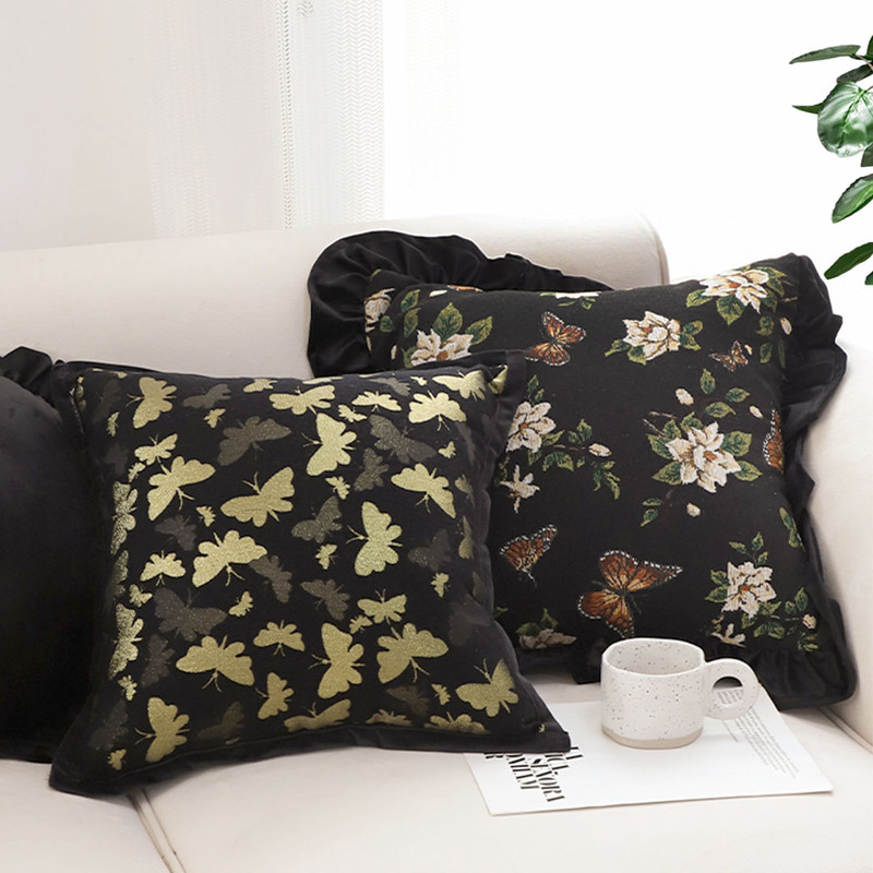 SOGA 45cm Vintage Butterfly With Covers Case Decorative Decor Monarch Floral Throw Pillow 5