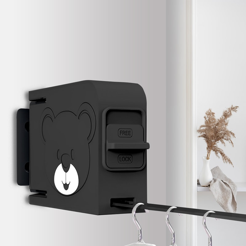 SOGA 160mm WallMounted Clothes Line Dry Foldable Hanger Black 2