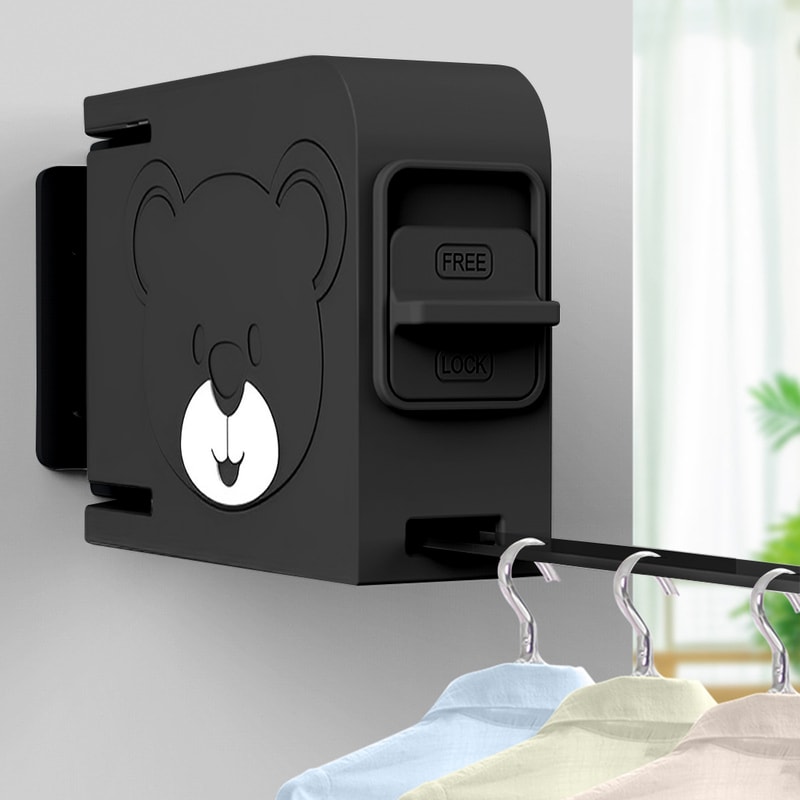 SOGA 160mm WallMounted Clothes Line Dry Foldable Hanger Black 3