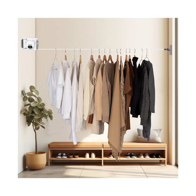 SOGA 160mm WallMounted Clothes Line Dry Rack Foldable Hanger White 5