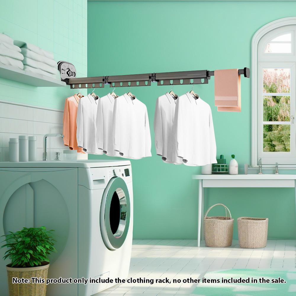 SOGA 1275cm WallMounted Clothing Dry Foldable Rack 1