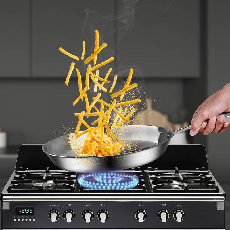 SOGA 36cm Stainless Steel Fry Pan Induction Cooking Pan With Handle 1