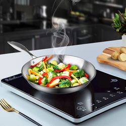 soga 36cm stainless steel fry pan induction cooking pan with handle