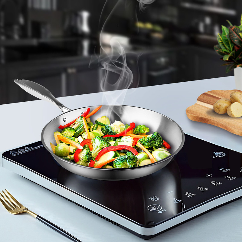 SOGA 36cm Stainless Steel Fry Pan Induction Cooking Pan With Handle 2