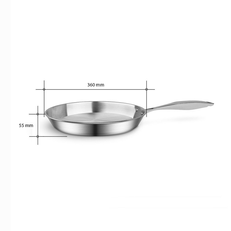 SOGA 36cm Stainless Steel Fry Pan Induction Cooking Pan With Handle 3