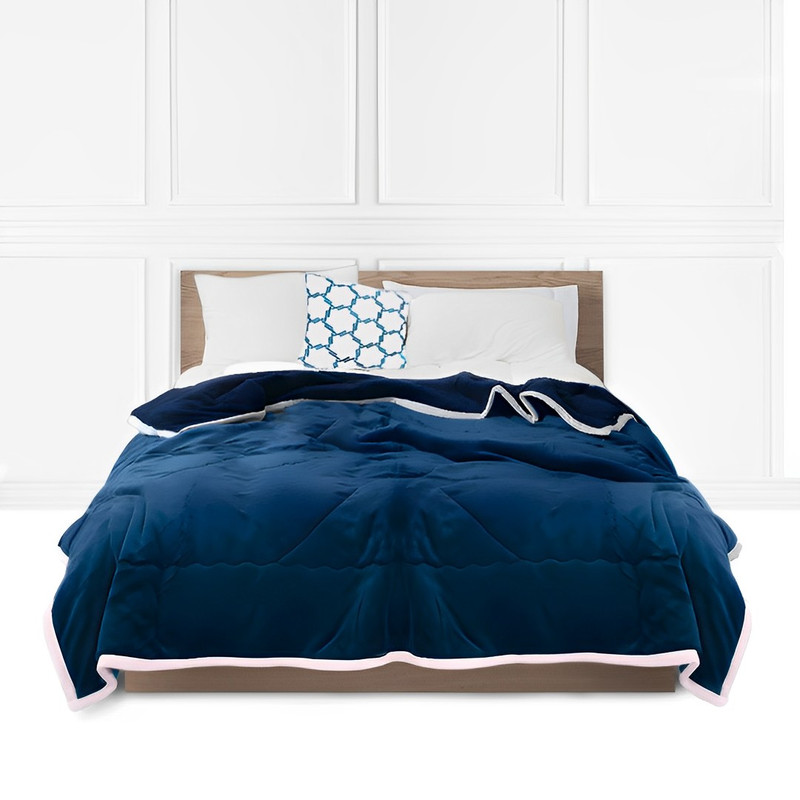 SOGA Navy Blue Throw Blanket Warm Cozy Double Sided Thick Flannel Coverlet Fleece Bed Sofa Comforte