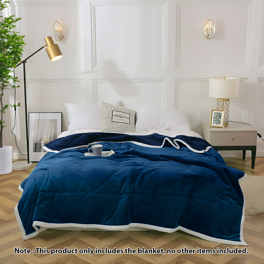 SOGA Navy Blue Throw Blanket Warm Cozy Double Sided Thick Flannel Coverlet Fleece Bed Sofa Comforte