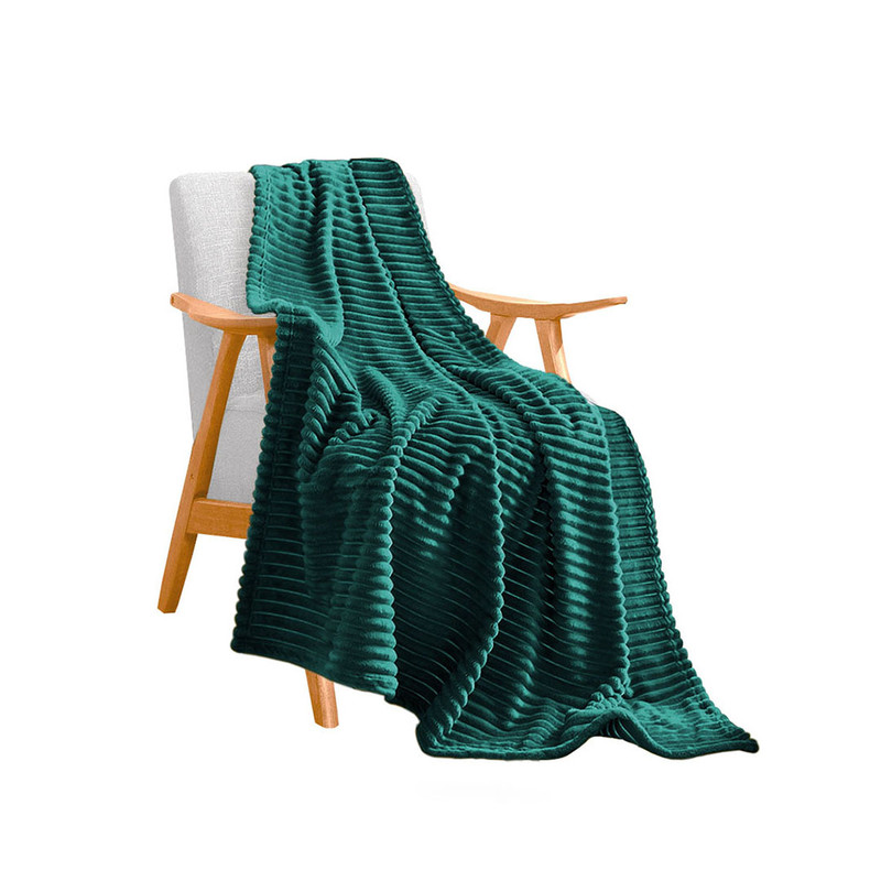 SOGA Dark GreenThrow Blanket Warm Cozy Striped Pattern Thin Bed Sofa Comforter 0