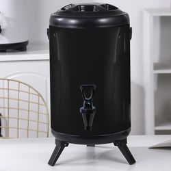 soga 2x 10l stainless steel insulated milk tea barrel hot and cold beverage dispenser container with faucet black