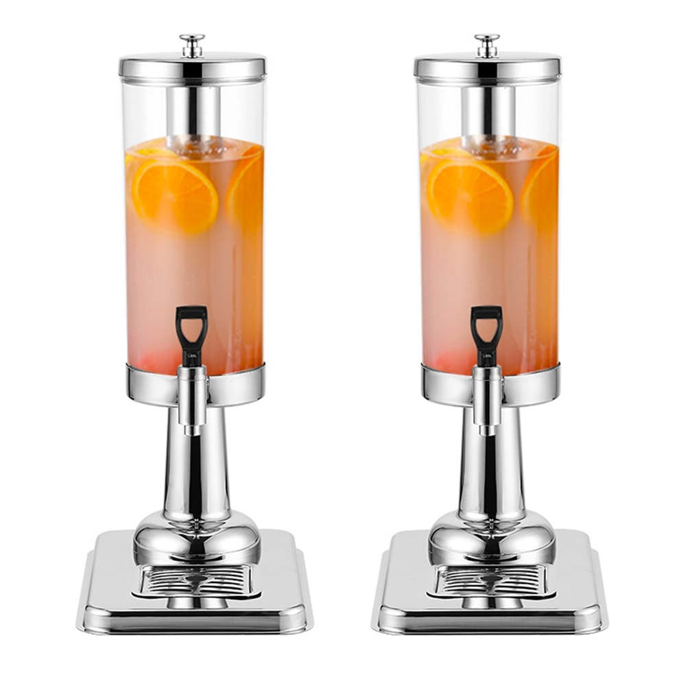 SOGA 2X Single 3L Silver Stainless Steel Beverage Dispenser Ice Cylinder Clear Juicer Hot Cold Wate