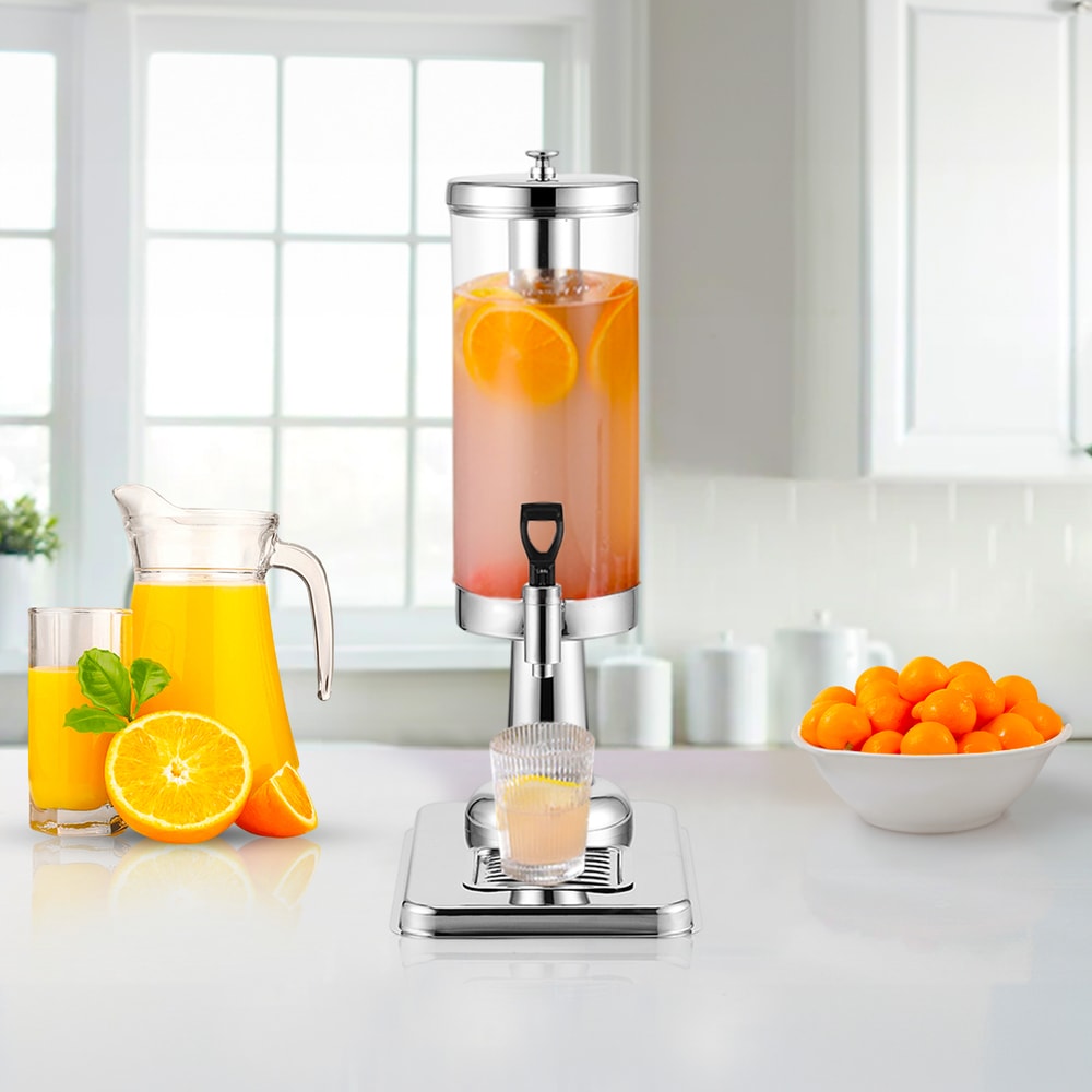 SOGA 2X Single 3L Silver Stainless Steel Beverage Dispenser Ice Cylinder Clear Juicer Hot Cold Wate