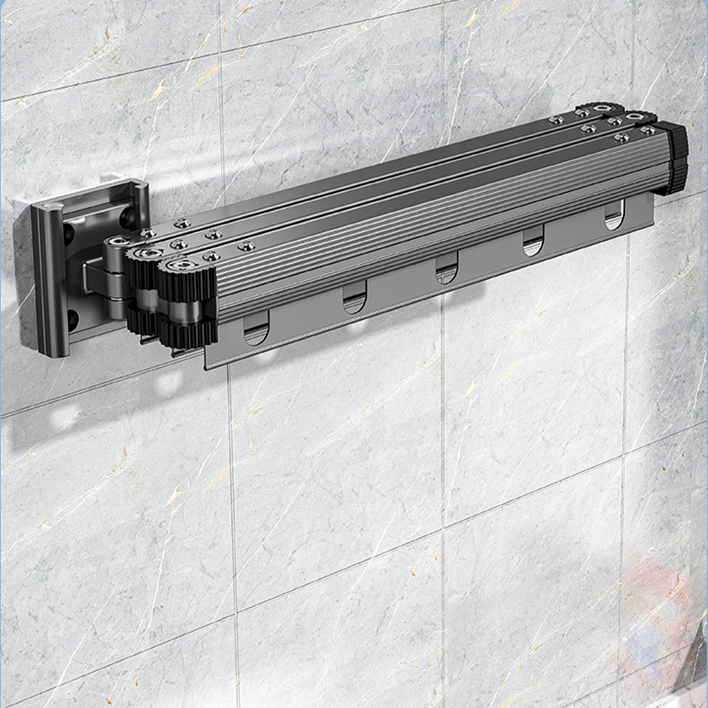 SOGA 2X 1275cm WallMounted Clothing Dry Rack Retractable SpaceSaving Foldable Hanger 4