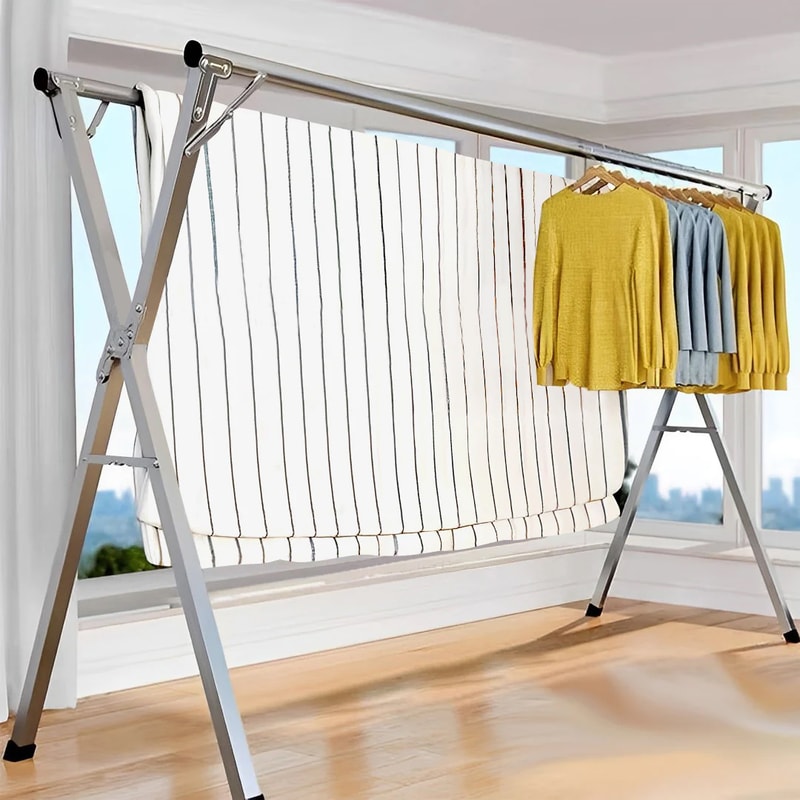 SOGA 2X 24m Portable Standing Clothes Drying Rack Foldable SpaceSaving Laundry Holder Indoor Outdoo