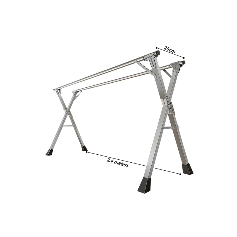 SOGA 2X 24m Portable Standing Clothes Drying Rack Foldable SpaceSaving Laundry Holder Indoor Outdoo