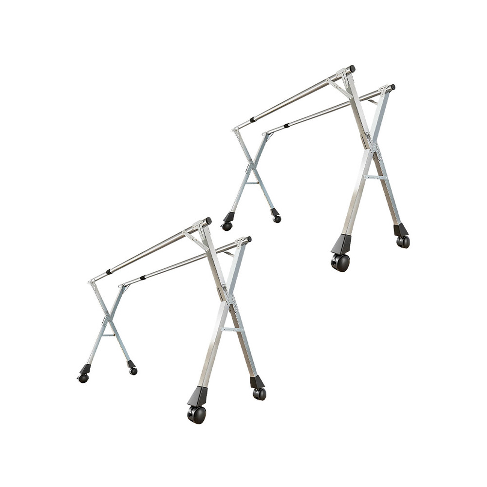 SOGA 2X 20m Portable Standing Clothes Drying Rack Foldable SpaceSaving Laundry Holder With Wheels 0