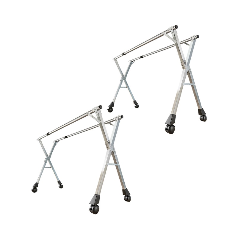 SOGA 2X 24m Portable Standing Clothes Drying Rack Foldable SpaceSaving Laundry Holder With Wheels 0