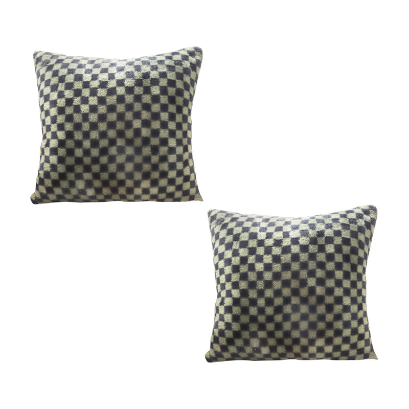 SOGA 2X 45cm Urban Light Luxury Pillow Dark Night Green Checkered Square Throw Pillow 0