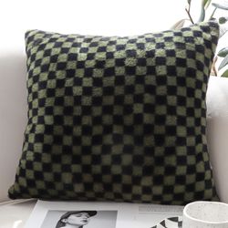 soga 2x 45cm urban light luxury pillow dark night green checkered square throw pillow