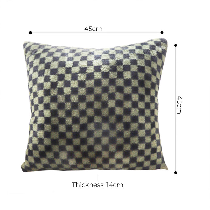 SOGA 2X 45cm Urban Light Luxury Pillow Dark Night Green Checkered Square Throw Pillow 4