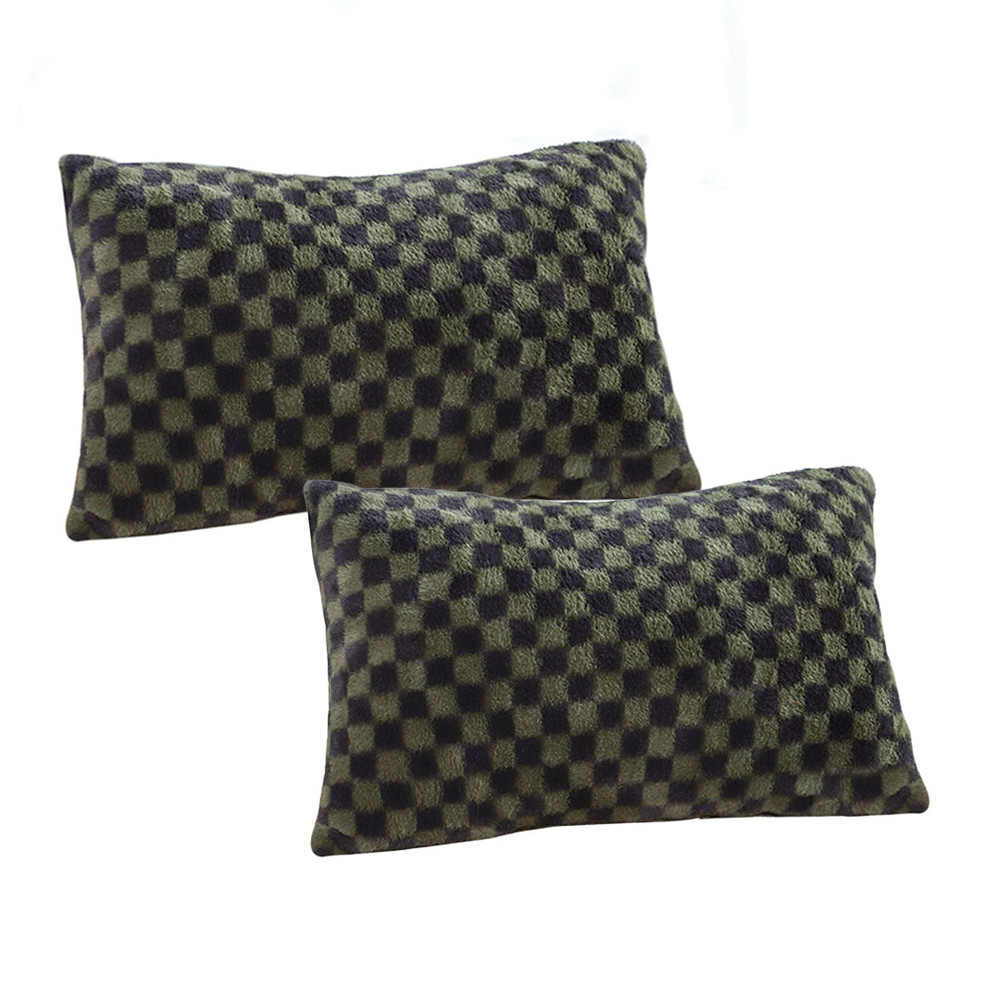 SOGA 2X 30cm Urban Light Luxury Dark Green Checkered Lumbar Throw Pillow 0