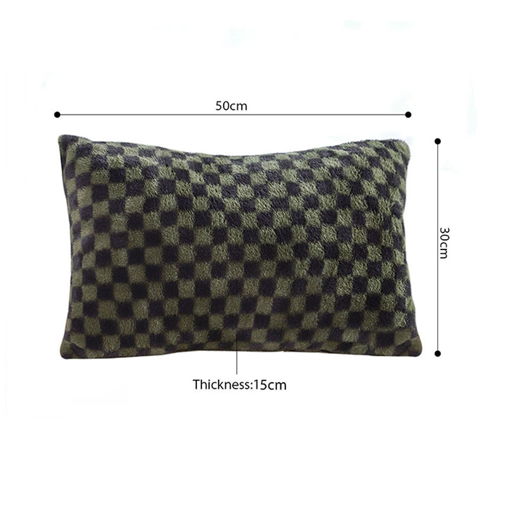 SOGA 2X 30cm Urban Light Luxury Dark Green Checkered Lumbar Throw Pillow 4