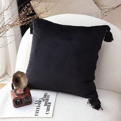 soga 2x black vintage butterfly pillow tassel velvet square throw pillow