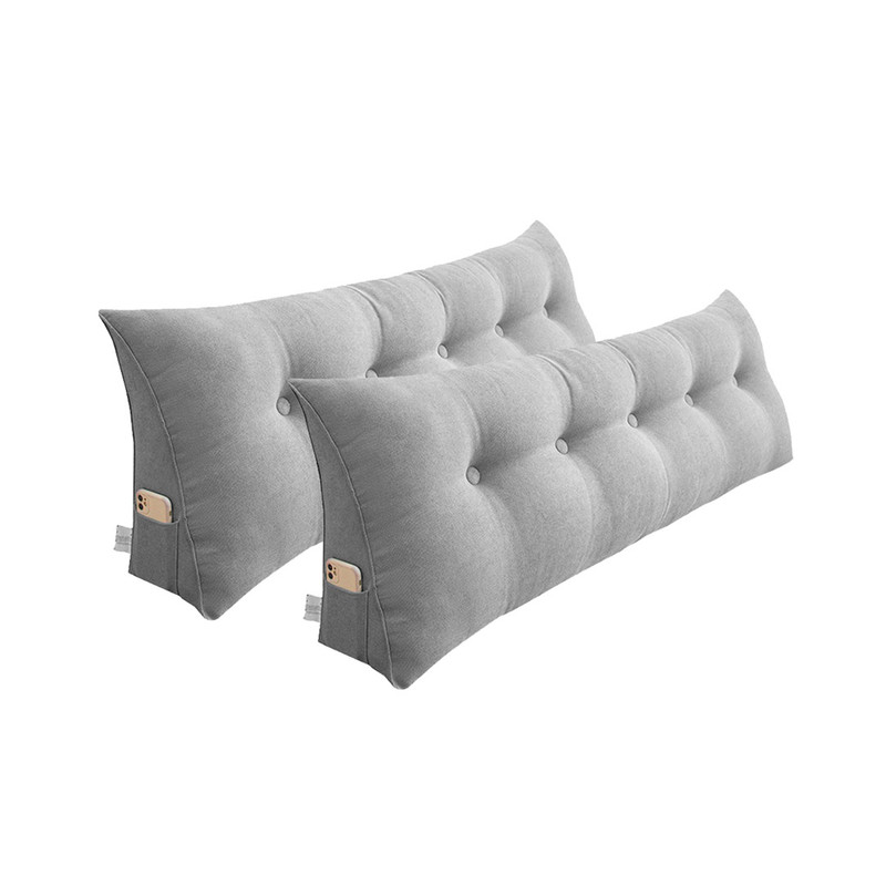 SOGA 2X 120cm Silver Triangular Wedge Bed Pillow Headboard Backrest Bedside Tatami Cushion Home Dec